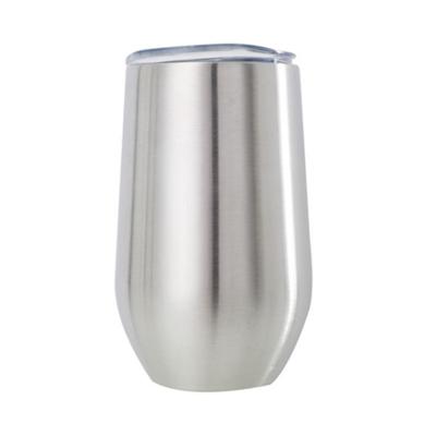 China 2021 New Sustainable Style 16oz Stainless Steel Double Wall Insulated Stemless Wine Tumbler With Lid, Vacuum Wine Cup for sale