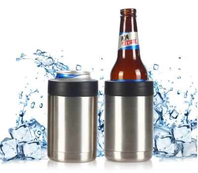 China Sustainable Factory Price 12oz Food Grade Stainless Steel Beer Can Cooler Insulated Metal Steel Beer Bottle Cooler for sale