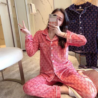 China Luxury Silk Sleepwear Set Women Winter Cardigan Pajamas Women Long Sleeve QUICK DRY Sleepwear Pajamas for sale