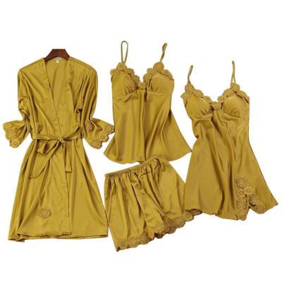 China Wholesale QUICK DRY four pieces sets lace satin nightgown women nightgown silk nightgown robe for sale