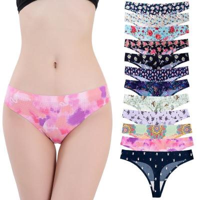 China Wholesale Print Breathable Plus Size Low Rise Thong Sexy Briefs Seamless Women's Panties for sale