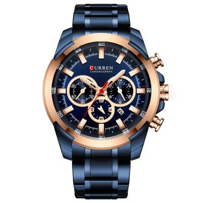 China Chronograph Wristwatches 30M Waterproof Multicolor Multifunction Stainless Steel Men's Quartz Watches for sale