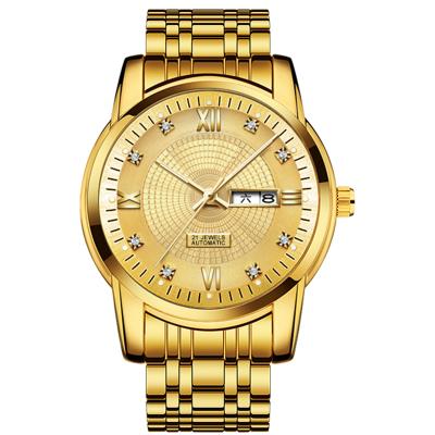 China Water Resistant Wearproof Alloy Big Dial Man Watches Gold Watches Mens 2020 Luxury Quartz Watch for sale