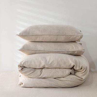 China Nondisposable Linen Bedding Set Duvet Cover Set Yarn Dye French Linen Blend Wet Ret Cozy Bed Sheet Washed 4 Pieces for sale