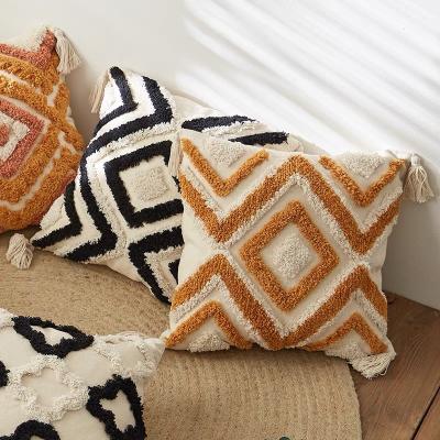 China Anti-pilling Moroccan Cushion Cover Canvas With Tassel Eco-friendly Designer Cushion Modern Nordic Home for sale