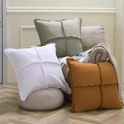 China Durable 100% Handmade/Breathable/Easy Care/Summer Cool French Linen Throw Pillow Case Linen Cushion Cover Tile Case Home Decor Living Room for sale