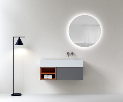 China Environmental Friendly Wall Hung Stainless Steel Bathroom Vanity With White Sink for sale