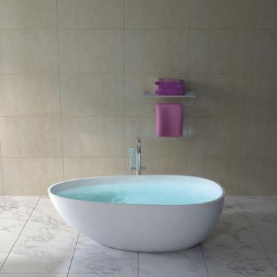 China Freestanding Egg Shaped Poly Marble Solid Surface Cheap Freestanding Bathtub TC-S06 for sale