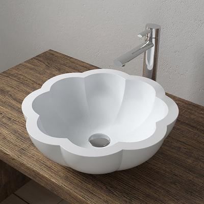 China Modern Flower Shape Stone Bathroom Countertop Poly Sink C8 for sale