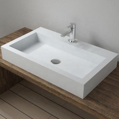 China Durable Bathroom Vessel Sink Above Counter Rectangular Matte White Countertop Sink For Cabinet A3 for sale