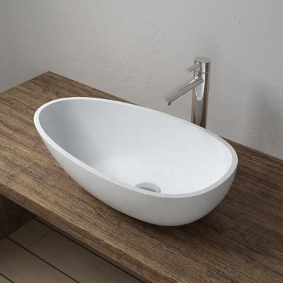 China Durable Egg Shaped Countertop Basin, Corian Matte White and A20 Glossy White Sink for sale