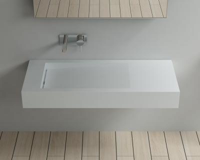 China Easy Clean Resin Rectangle Bathroom Ramp Wall-Hung Stone Sink for sale