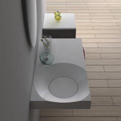 China Wall hung Topbath Solid Surface Stone Sink Wall-hung Stone Lavatory Vanity Sink for sale