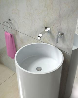 China Free Standing Basin Single Lever Mixer Tap Outdoor Washroom Sink Drop Down Round Pedestal Sink for sale