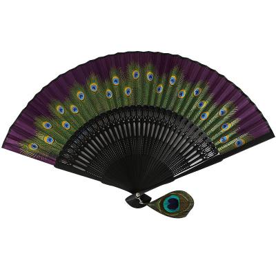 China Europe Chinese Peacock Fan Exquisite Women's Silk Fan Featured Gift Folding Fan for sale