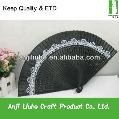 China Japan Japanese Style Folding Silk Bamboo Fan With Lace for sale