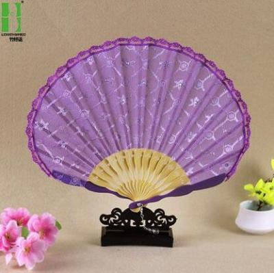 China Beautiful bamboo fabric fan from Japan with flowers for sale