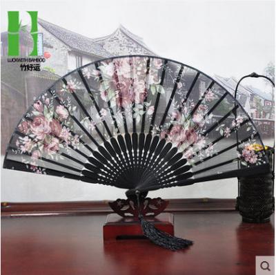 China Japan OEM Promotion Hot Cloth Bamboo Fan for sale