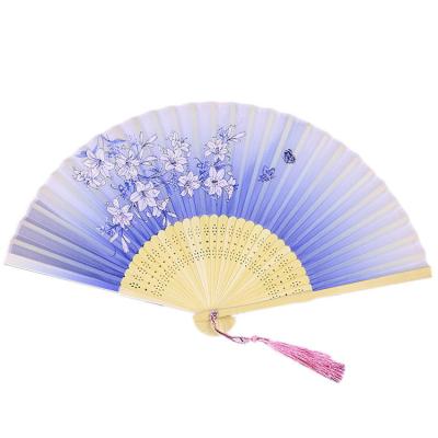 China Japan Bamboo Chinese Fan Wind Smile Spot Fan Orchid Antique Folding Craft for sale