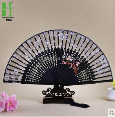 China Japan Vintage Chinese Silk Folding Hand Paddle Fan for sale