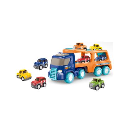 China Electric Toy Children Cars Toys Assembled Friction Double Friction Light Aircraft Carrier Platform Trailers Toys Friction Car Trailer Truck Toy for sale