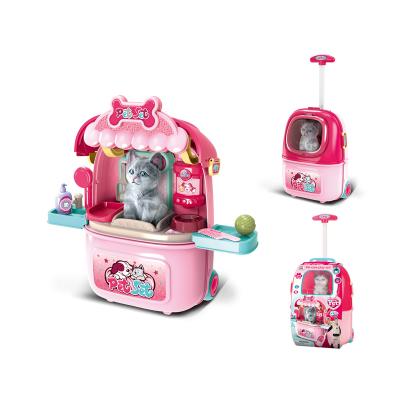 China Newest High Quality Pet Toys Pet Pretend Play Set 2 IN 1 Backpack Dog Care Set Toy Pet Trolley Bag 27*16.5*36.5CM for sale