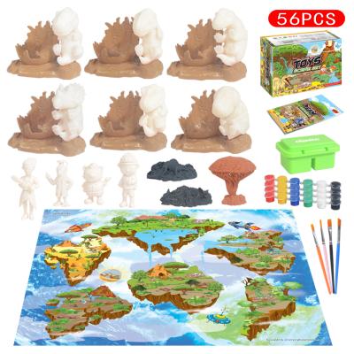 China Diy Coloring Toys 2021 Educational Toys Diy Coloring Arts 3D Dinosaur Toys Set Diy Painting Models Hand Opens Painting Gifts For Kids for sale