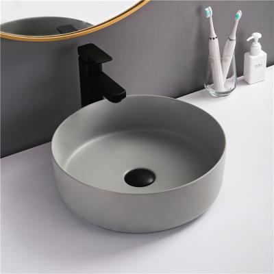 China Simple Design Modern Gray Color Porcelain Lavamanos Small Round Hand Wash Basin Bathroom Matte Ceramic Sink for sale