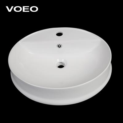 China Modern Design Easy Clean Chinese Ceramic Single Hole Basin Countertop Bathroom Sink High Quality White Color Hand Sink Price for sale