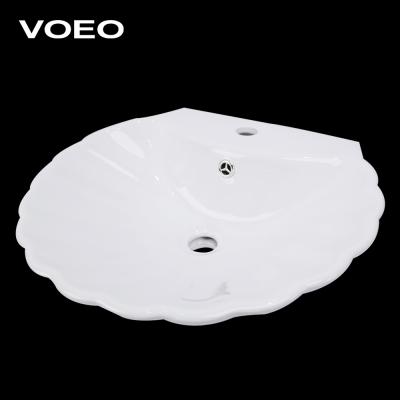 China Art Basin Ceramic Vanity Porcelain Sink Standard Size Elegant Antique Occasional Shell Shaped Bathroom Sink Easy Clean New Next for sale