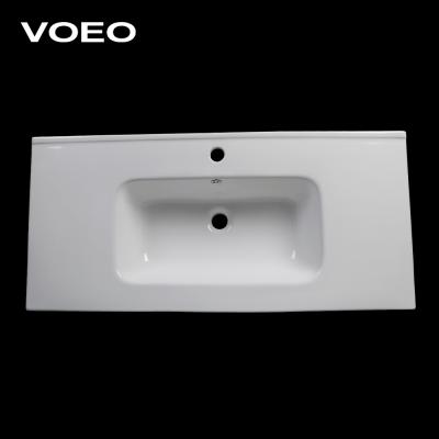 China Art Easy Clean Ceramic Basin Basin Cabinet Bathroom Sink Hand Ceramic Sink With Slim Edge for sale