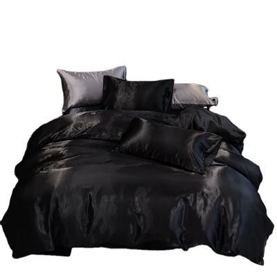 China Nondisposable Special Hot Selling Plain Vintage Smooth Imitation Silk Comforters Covers Bedding Set Luxury for sale