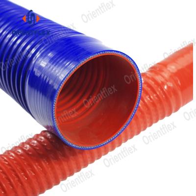 China Silicone + Polyester/Aramid/Fiberglass 5 Inch 60mm Silicone Flexible Blue Complicated 70mm Corrugated Hose for sale