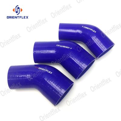 China Silicone + Polyester / Aramid / Fiberglass 4.5 Ply 45 Degree 4 To 3 2 4 Inch Silicone Hose Reducer Coupling for sale