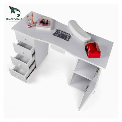 China Modern Cheap Pra Unha Gel Manicure Salon Furniture Mesa Unas De Manicura Profesional Manicure Nail Desk Tables With Dust Collector for sale