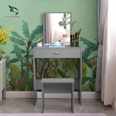 China Customizable Factory Wholesale Modern Wooden Dressing Table Mirrored Girl Kids Vanity Desk Dressers Makeup Dressing Table with Mirror and Stool for sale