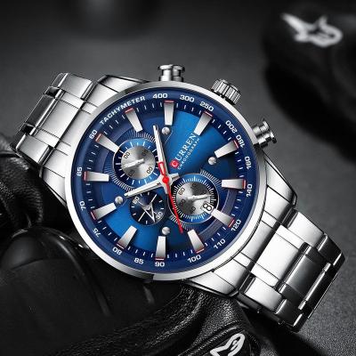 China Curren 8351 Chronograph Men Sport Wristwatch Fashion Business Quartz Watch Clock Chronograph Stainless Steel Male Watch for sale