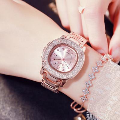 China LONGBO Waterproof 83165 Iced Out Rose Gold Diamond Luxurious Bling Waterproof Luxury Watches Women Quartz Watches For Woman for sale