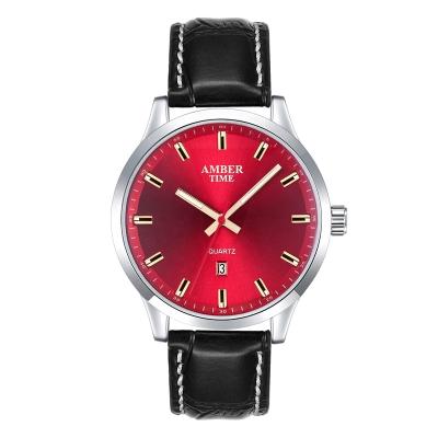 China Wholesale Colorful Loose Dal Date Minimalist Water Resistant Black Leather Men's Day/Date Watch for sale