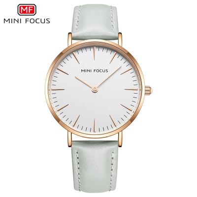 China MINI FOCUS MF0318L chronograph ladies quartz watch luxury gray suit genuine leather band waterproof simple student watch factory for sale