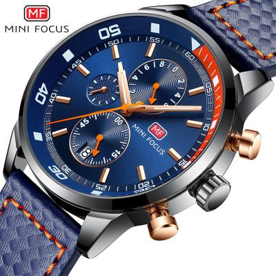 China MINI FOCUS 0017G chronograph watch men quartz sport watch date display genuine leather strap chronograph fashion waterproof wristwatches for sale