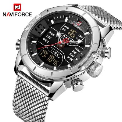 China LOW MOQ NAVIFORCE 9153 Luxury Sport Day/Date Analog-Digital Watches Mens Stainless Steel Watches Waterproof Digital Man Watch for sale