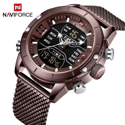 China NAVIFORCE 9153 S Day/Date Sports Watch Stainless Steel Mesh Mens Wristwatch Waterproof Digital Military Quartz Top Luxury Brand Men Army for sale