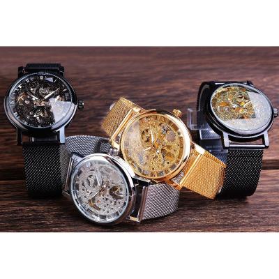 China Top Brand Winner 8005 Gold Luxury Men's Watch Mesh Steel Automatic Mechanical Clock Watches Water Resistant Gift for sale