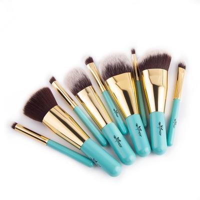 China Mini Professional Make Up Brush 9Pcs Travel Base Private Label Cosmetic Makeup Brush Fan Base for sale