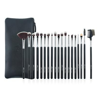 China Wooden Smudge Brush 7Pcs Goat Hair Handle Eyeshadow Make Up Brush Set Black Cosmetic Bag Makeup Brush for sale