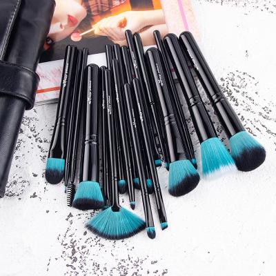 China Professional Smudge Brush 18Pcs Black Concealer Make Up Base Set Wooden Handle Cosmetic Makeup Brush for sale