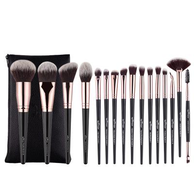 China Angular Blush Anmor 16Pcs Professional Eyeshadow Make Up Brush Set With Bag Cosmetic Private Label Makeup Brushes for sale