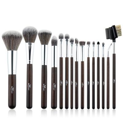 China Professional Makeup Brush 15Pcs Wooden Face Eyeshadow Make Up Brush High Quality Wooden Makeup Brush Set for sale