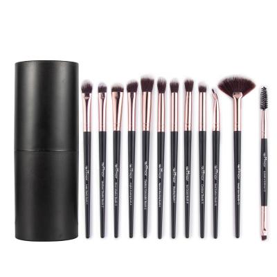 China Angular Blush Anmor 12Pcs Make Up Brush Set With Cylinder Professional Eyeshadow Makeup Brush for sale